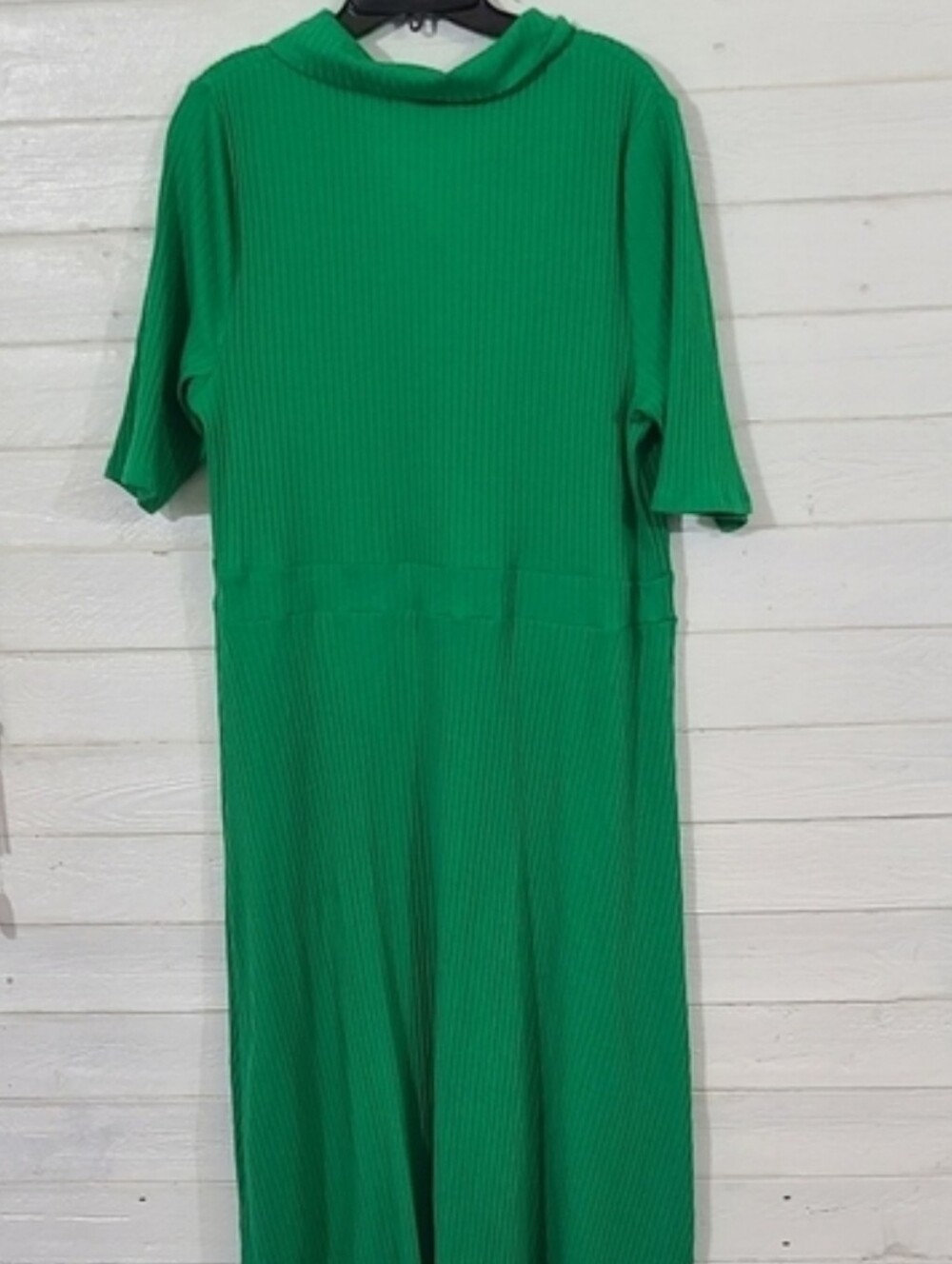 Who What Wear Womens Beachy Costal Country Club Ribbed Midi Dress Green XXL - Picture 3 of 6